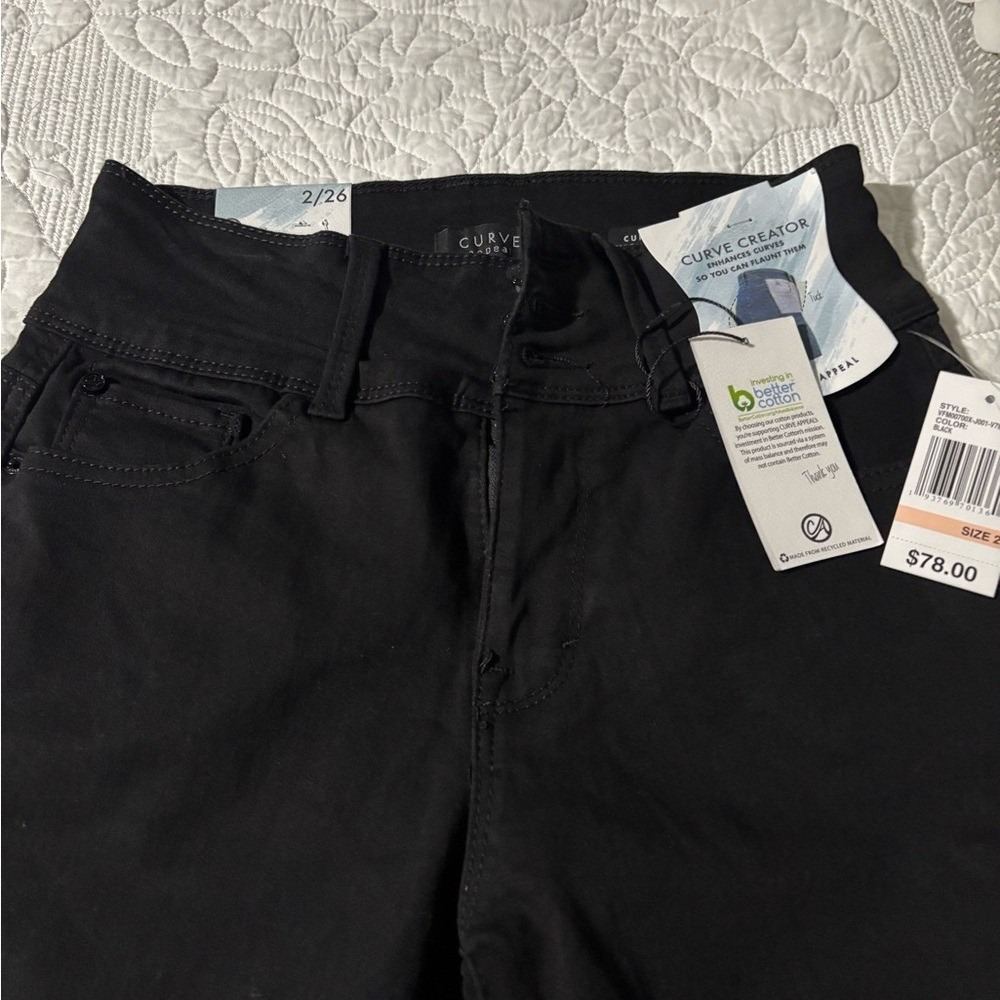Curve Creator Women's Black Straight Leg Jeans SZ 2/26 NWT